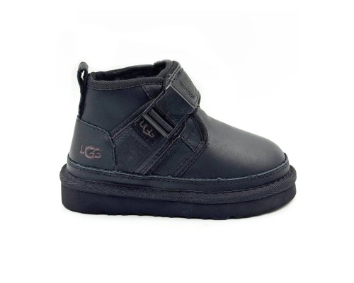 UGG KIDS BOOTS NEUMEL SNAPBACK LEATHER BLACK