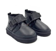 UGG KIDS BOOTS NEUMEL SNAPBACK LEATHER BLACK