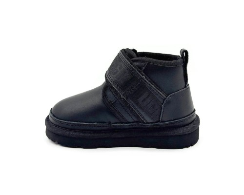 UGG KIDS BOOTS NEUMEL SNAPBACK LEATHER BLACK