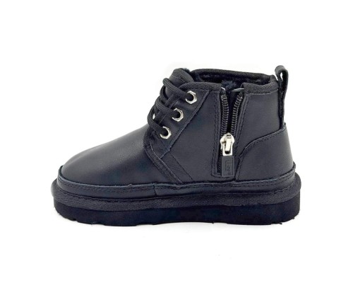 UGG KIDS  NEUMEL ZIP LEATHER BLACK