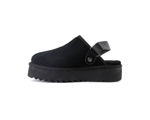 UGG GOLDENSTAR CLOG PLATFORM BLACK с мехом