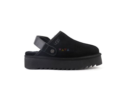 UGG GOLDENSTAR CLOG PLATFORM BLACK с мехом