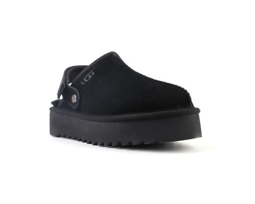 UGG GOLDENSTAR CLOG PLATFORM BLACK с мехом
