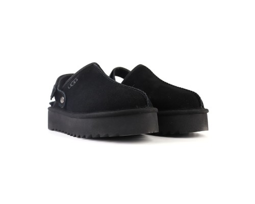 UGG GOLDENSTAR CLOG PLATFORM BLACK с мехом