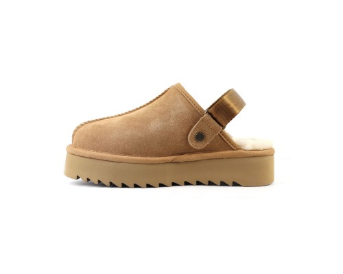 UGG GOLDENSTAR CLOG PLATFORM CHESTNUT  с мехом