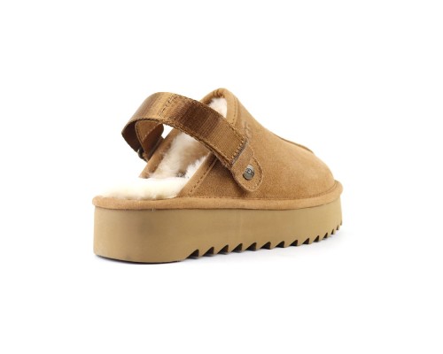 UGG GOLDENSTAR CLOG PLATFORM CHESTNUT  с мехом