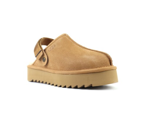 UGG GOLDENSTAR CLOG PLATFORM CHESTNUT  с мехом