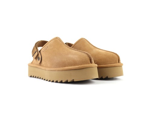 UGG GOLDENSTAR CLOG PLATFORM CHESTNUT  с мехом