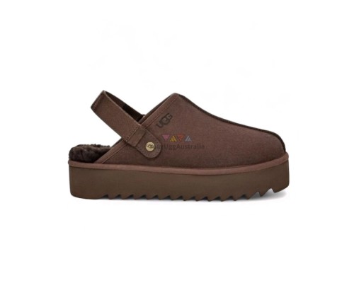 UGG GOLDENSTAR CLOG PLATFORM CHOCOLATE  с мехом