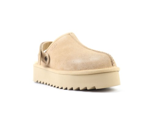 UGG GOLDENSTAR CLOG PLATFORM SAND с мехом
