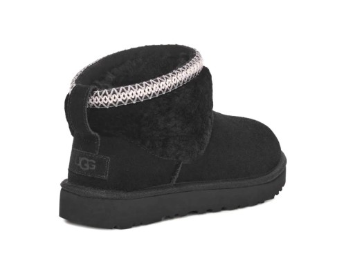 UGG CLASSIC ULTRA MINI LACK MAXI CURLY BOOT BLACK