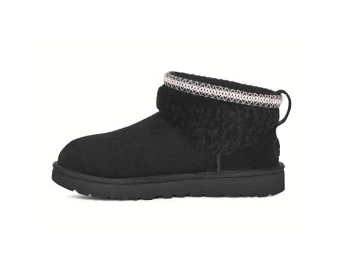 UGG CLASSIC ULTRA MINI LACK MAXI CURLY BOOT BLACK