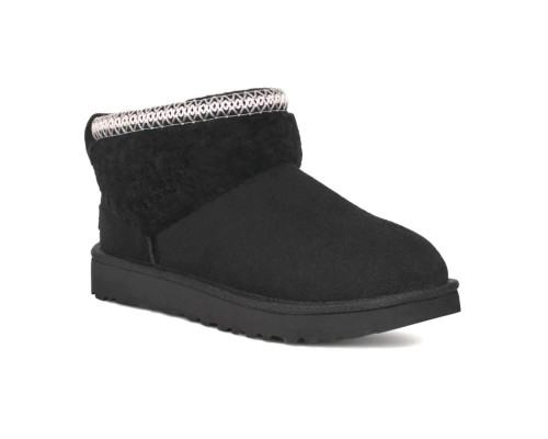 UGG CLASSIC ULTRA MINI LACK MAXI CURLY BOOT BLACK