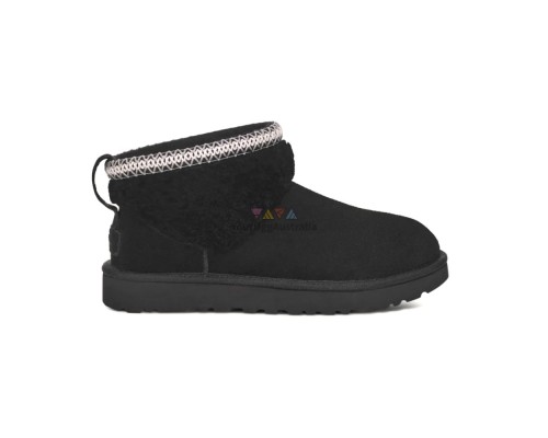 UGG CLASSIC ULTRA MINI LACK MAXI CURLY BOOT BLACK