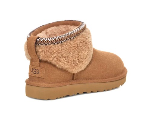 UGG CLASSIC ULTRA MINI LACK MAXI CURLY BOOT CHESTNUT