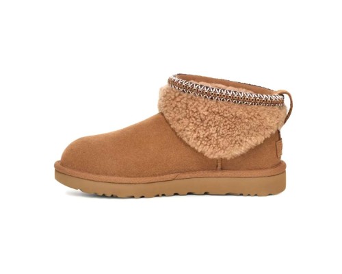 UGG CLASSIC ULTRA MINI LACK MAXI CURLY BOOT CHESTNUT