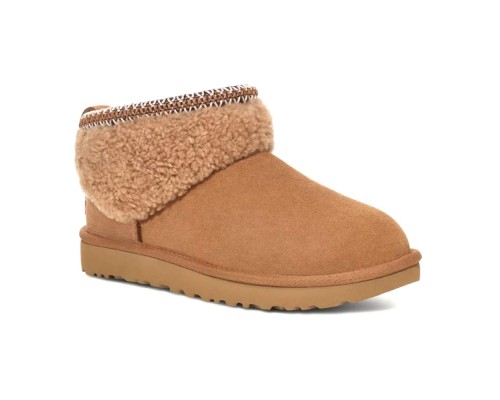 UGG CLASSIC ULTRA MINI LACK MAXI CURLY BOOT CHESTNUT