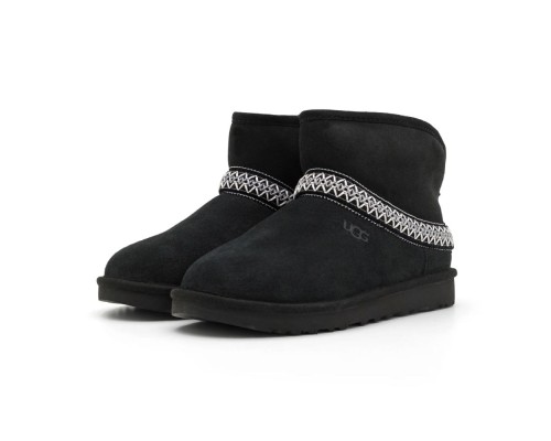 UGG CLASSIC MINI CRESENT BLACK