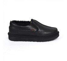 UGG STITCH SLIP ON LEATHER BLACK