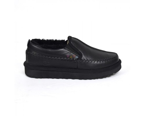 UGG STITCH SLIP ON LEATHER BLACK