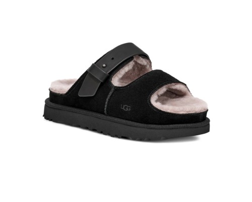 UGG WOMEN'S GREENPORT STRAP SLIDE BLACK