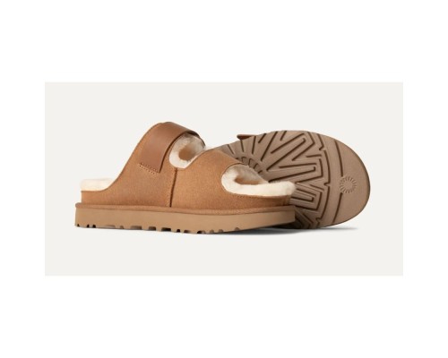 UGG WOMEN'S GREENPORT STRAP SLIDE CHESTNUT