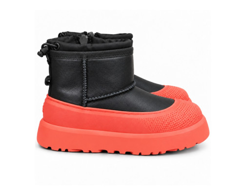 UGG KIDS  HYBRID MINI WEATHER BLACK ORANGE LEATHER