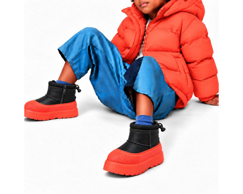 UGG KIDS  HYBRID MINI WEATHER BLACK ORANGE LEATHER