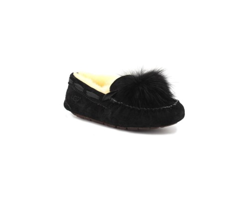 UGG MOCCASINS DAKOTA POM POM BLACK