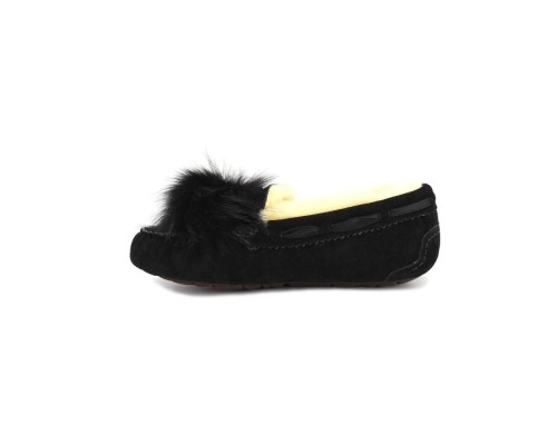 UGG MOCCASINS DAKOTA POM POM BLACK