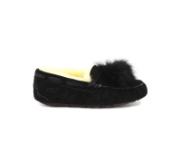 UGG MOCCASINS DAKOTA POM POM BLACK