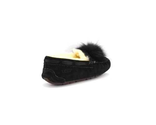 UGG MOCCASINS DAKOTA POM POM BLACK
