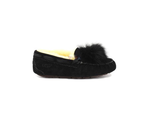 UGG MOCCASINS DAKOTA POM POM BLACK