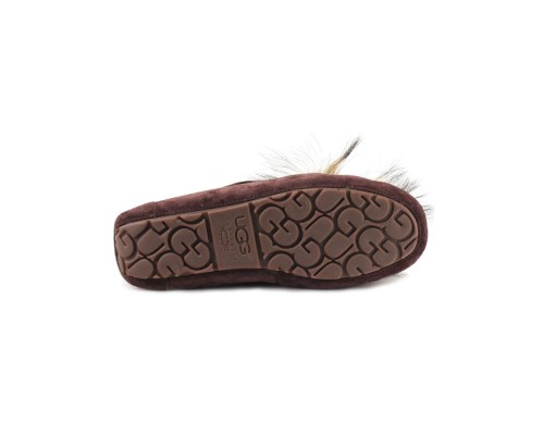 UGG MOCCASINS DAKOTA POM POM CHOCOLATE