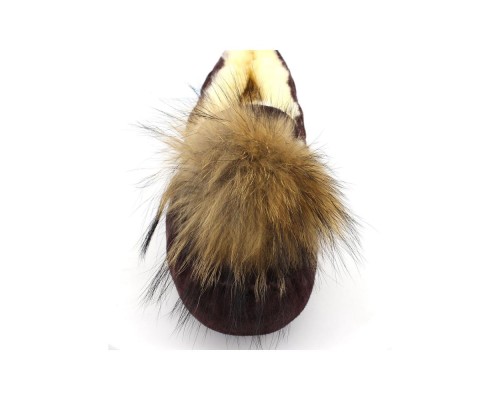 UGG MOCCASINS DAKOTA POM POM CHOCOLATE