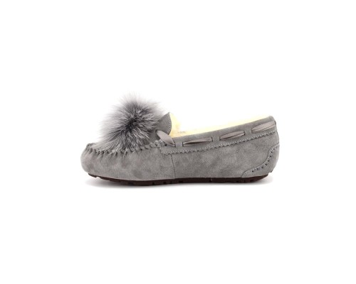 UGG MOCCASINS DAKOTA POM POM GREY