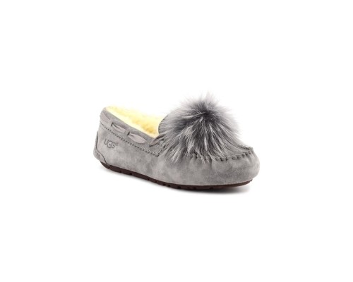 UGG MOCCASINS DAKOTA POM POM GREY