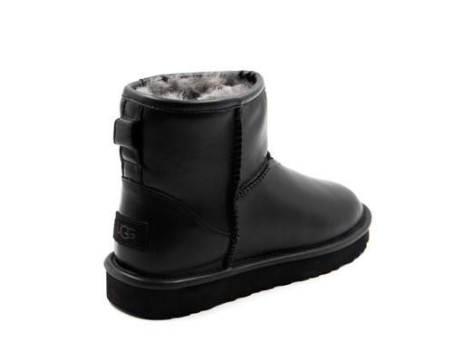 UGG WOMEN'S CLASSIC MINI II BLACK LEATHER
