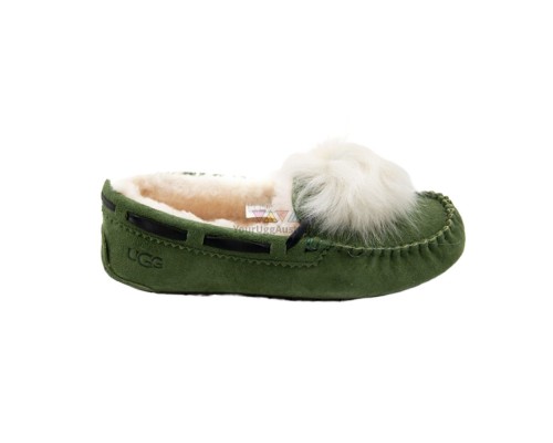 UGG WOMEN'S DAKOTA GREEN POM POM