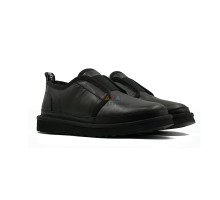 UGG MENS SLIPPERS FLEX  LEATHER BLACK