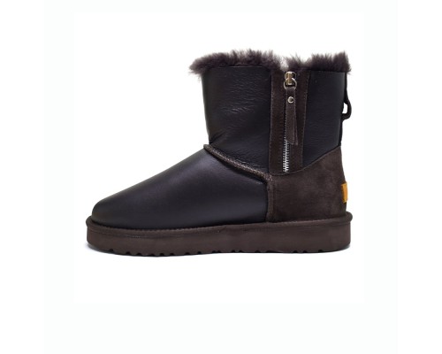 UGG MENS CLASSIC MINI DOUBLE ZIP METALLIC CHOCOLATE
