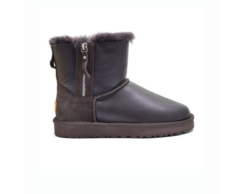 UGG MENS CLASSIC MINI DOUBLE ZIP METALLIC CHOCOLATE