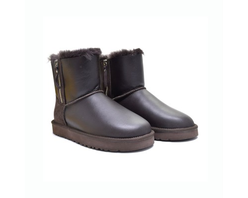 UGG MENS CLASSIC MINI DOUBLE ZIP METALLIC CHOCOLATE