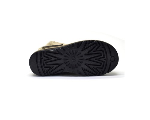 UGG MINI BAILEY LOGO STRAP SUEDE KHAKI