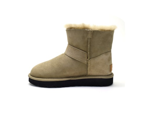 UGG MINI BAILEY LOGO STRAP SUEDE KHAKI