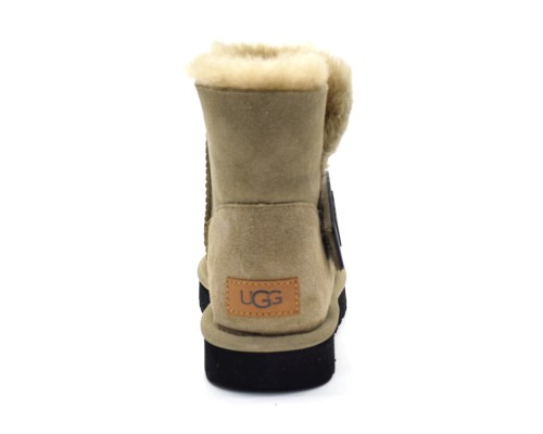 UGG MINI BAILEY LOGO STRAP SUEDE KHAKI