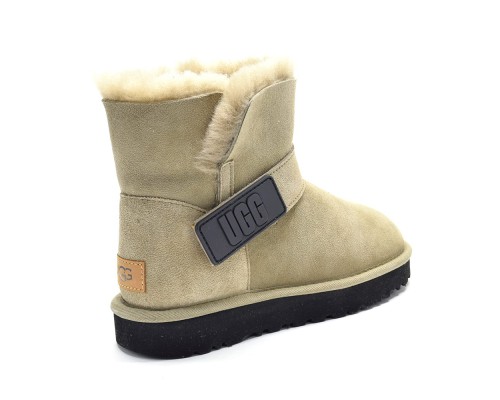 UGG MINI BAILEY LOGO STRAP SUEDE KHAKI