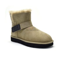 UGG MINI BAILEY LOGO STRAP SUEDE KHAKI