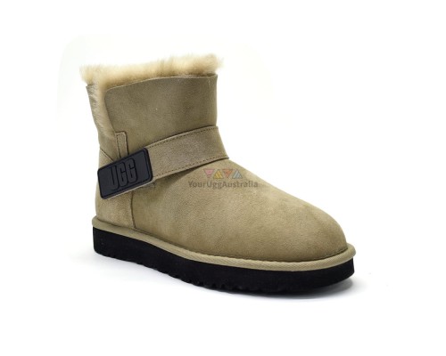 UGG MINI BAILEY LOGO STRAP SUEDE KHAKI