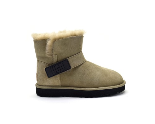 UGG MINI BAILEY LOGO STRAP SUEDE KHAKI